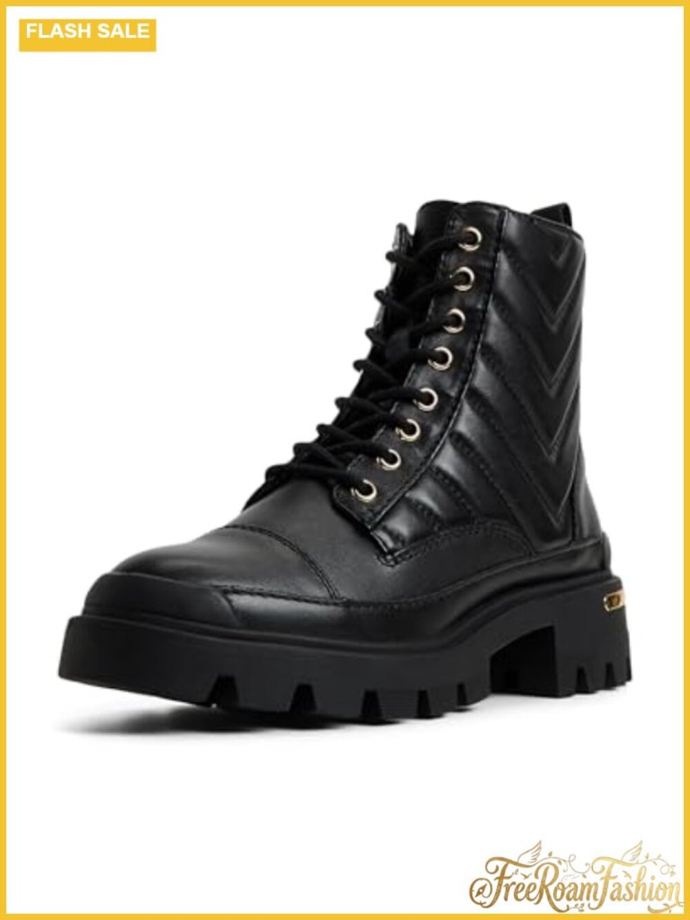 Leather Combat Booties Chunky Lug Sole Ankle Boots